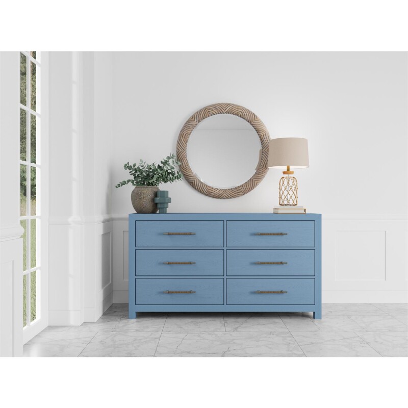 66" 6-drawer Dresser-blue - Image 9