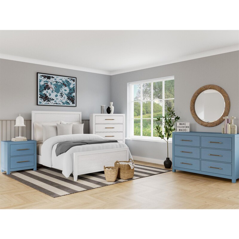56" 6-drawer Dresser-blue - Image 6