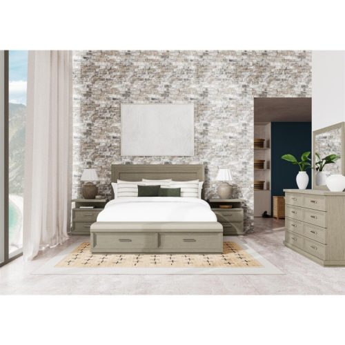 Cascade Queen Illuminated Panel Upholstered Storage Bed